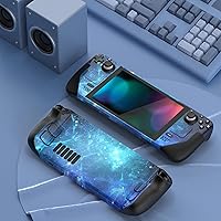 Vista 3 de Conjunto completo de piel PlayVital para LCD de Steam Deck, calcomanías adhesivas para Steam Deck OLED - Nebulosa Azul