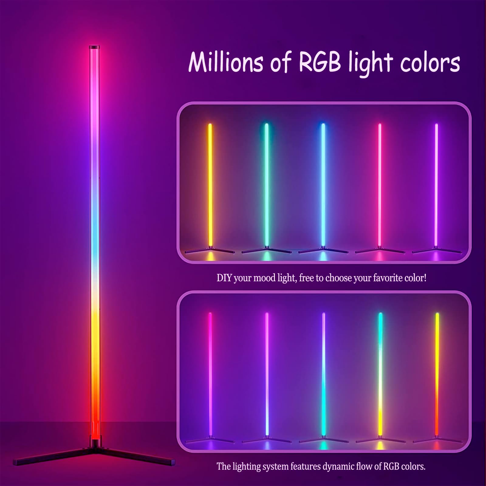 Lampada da Terra LED,155CM, RGB Piantana Dimmerabile con APP e Telecomando, Musica Sincronizzazione, Smart Lampade da Terra Salotto, Piantana LED per Soggiornoe Camera da Letto