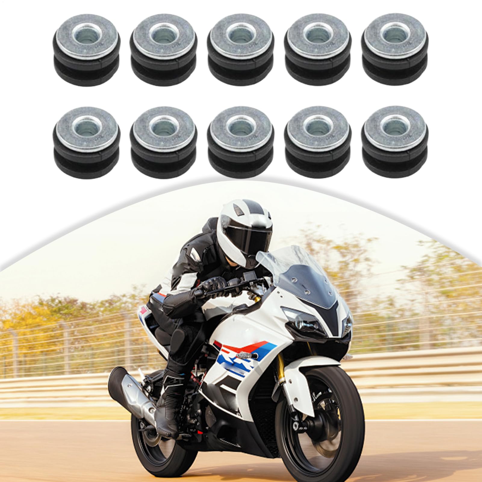 Guarnizioni per Motociclette,Accessori Sostitutivi Guarnizioni in Gomma | Sostituto Spaziatore Guarnizione Antiurto per Componenti Parabrezza