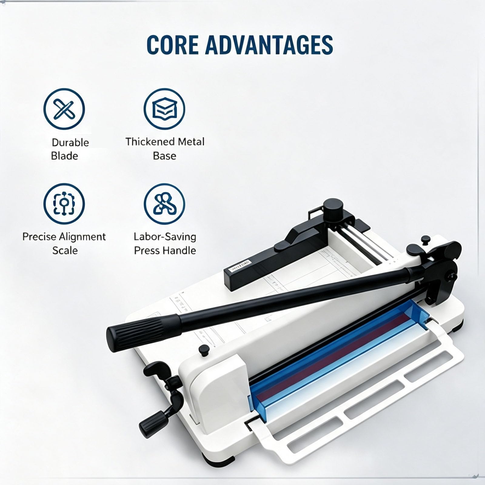 Taglierina Professionale per Carta Resistente, Larghezza di Taglio Massima 315 Mm, Spessore di Taglio da 0,1 A 40 Mm, Leva di Comando Estensibile, per Cartoncino, Carta Black