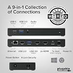 Plugable USB-C Docking Station Dual 4K 60Hz HDMI, 65W Charging, Gigabit Ethernet, 1x USB-C 5Gbps, 3X USB-A, Audio, Windows/ChromeOS, USB-C/USB4/Thunderbolt, Driverless (UD-MSTH2)