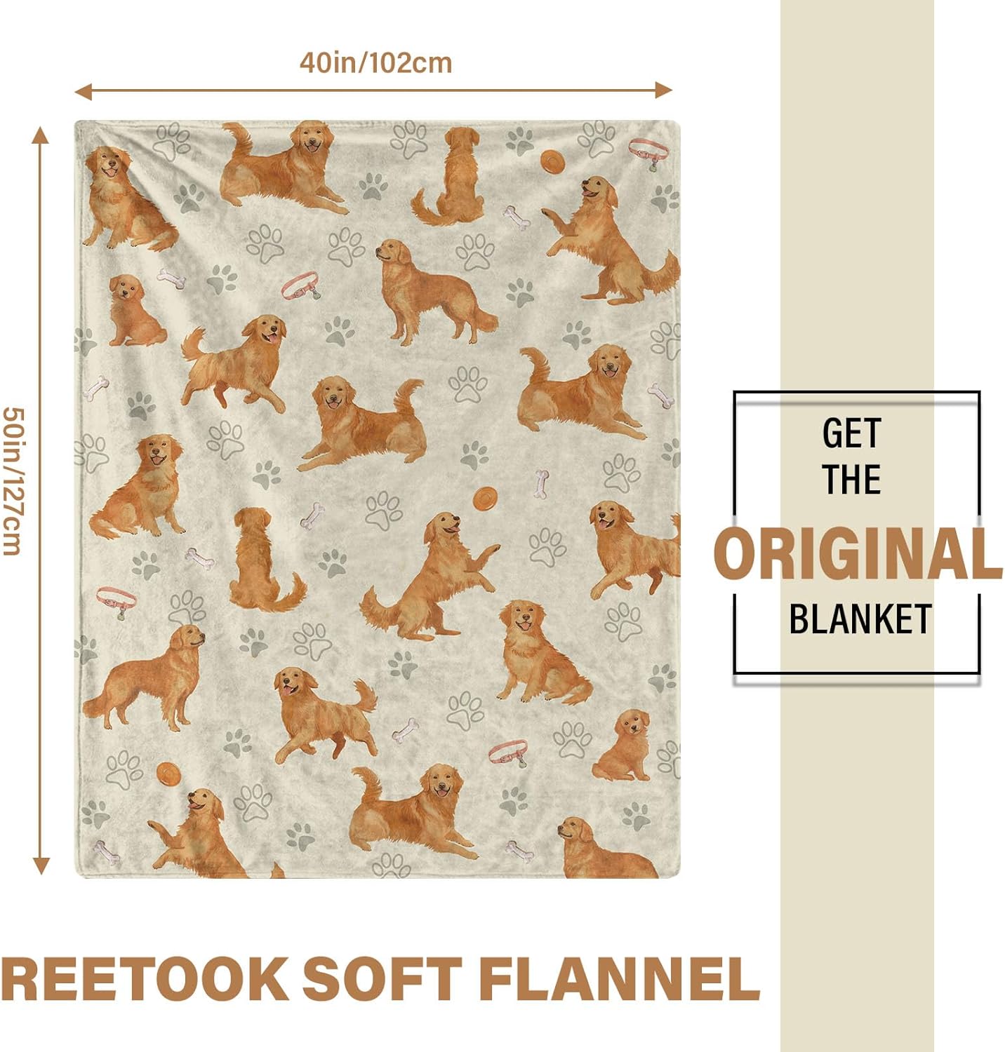 Golden Retriever Blanket for Dog Lovers, Golden Retriever Gifts for Women, Soft Flannel Throw Blanket for Humans Adults Friend, Birthday Blanket Gifts for Christmas Thanksgiving Day 40x50 - Image 7