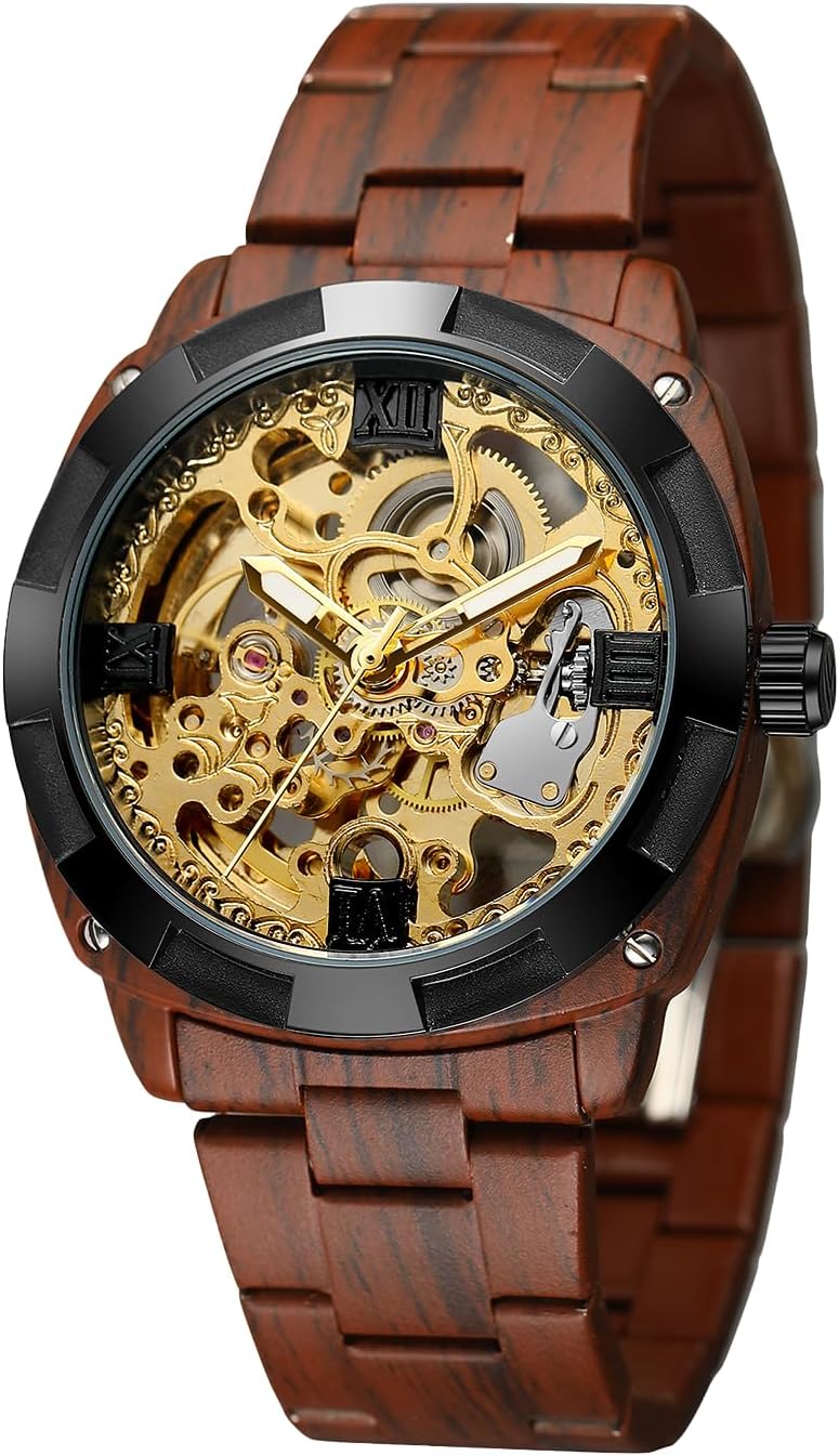 Gute Men’s Watch Retro Mechanical Skeleton AutomaticWatch,