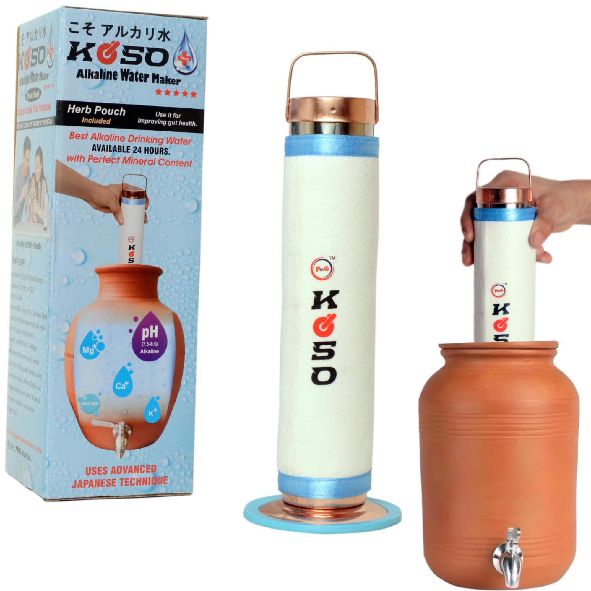 KOSO Advanced Alkaline Water Filter | Advanced Japanese Technique Alakline Water Maker Filter | Non Electric and Sustainable Water Filter | Extra Free Filter Catridge Provided