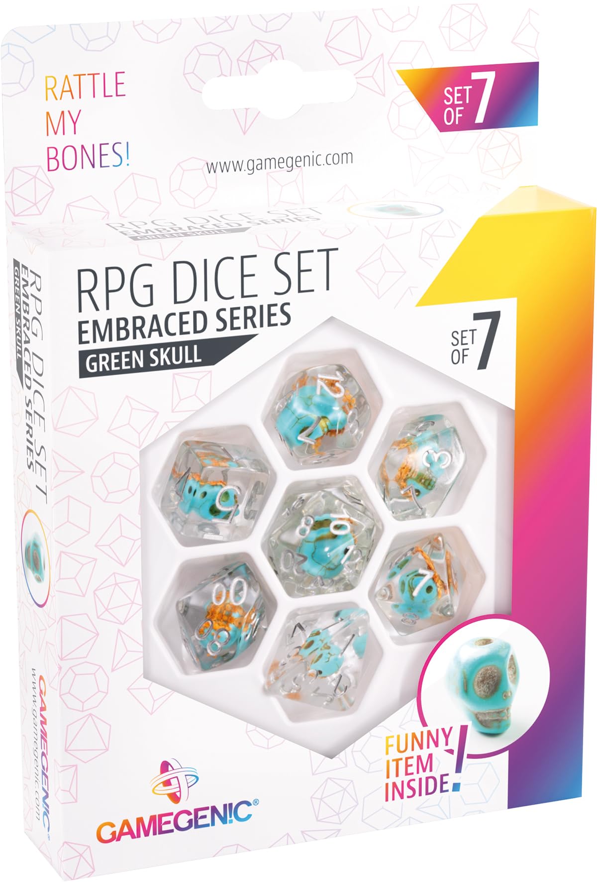 Green Skull Role Playing Dice Set (7pcs)