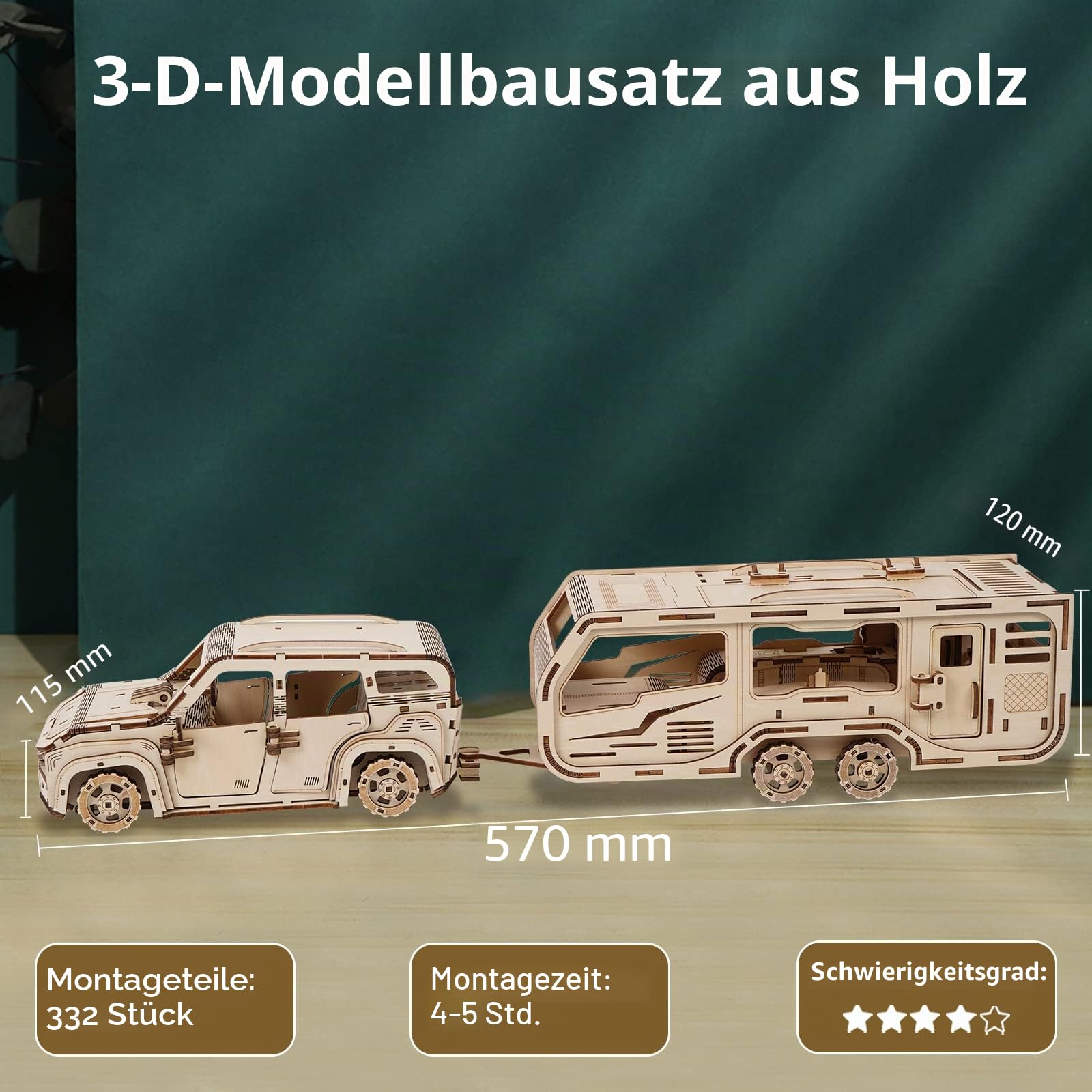 3D Holzpuzzle für Erwachsene, Anhänger Mechanisches Auto 3D Puzzles, DIY Modellbau Kit Handwerk Holz Handwerk Hobbys Spielzeug, Geburtstag für Hobbyist 14+ Teens Familie Frauen Männer, 323 Teile
