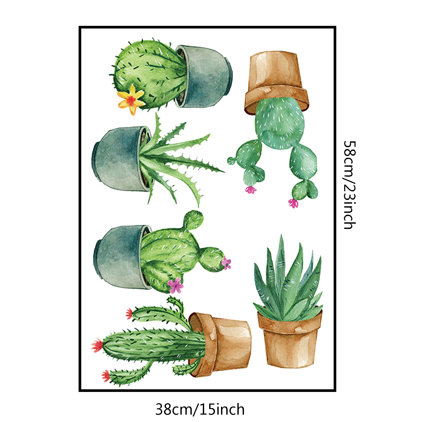 Adesivi Murali Piante In Vaso Verde - Decorazione Parete Rimovibile, 38x58 Cm, PVC - Foto 12