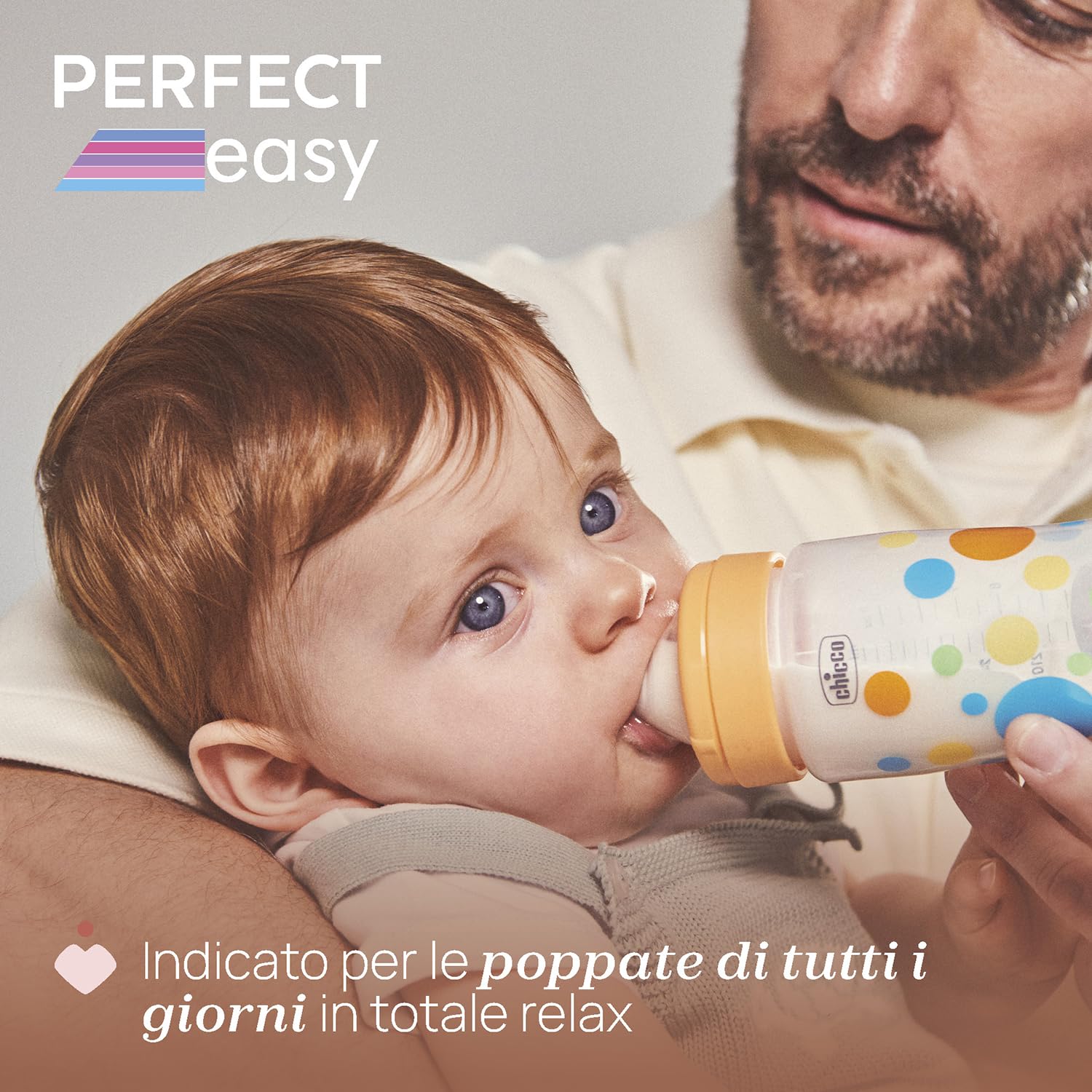 Chicco Biberon Perfect Easy Flusso Lento, con Tettarella Physio in Morbido Silicone e Finitura Soft Sense, Anticolica, Riduce Rigurgito e Irritabilità, Bottiglia in Vetro da 150ml, 0 Mesi+, Neutro