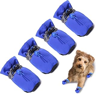 Botas para cachorro à prova d'água: 4 peças antiderrapantes botas para cães protetor de pata botas para caminhadas para cães pequenos e médios azul
