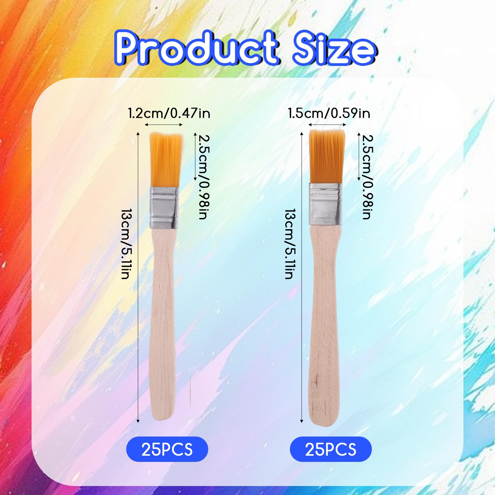 50 Pezzi Pennelli Piatti, 13 cm Lunghezza Pennelli Pittura Piccoli con Manico in Legno, per Colla Vinilica, Muro, Progetti Fai da Te e Forniture Artistiche per Uso Domestico e Creativo