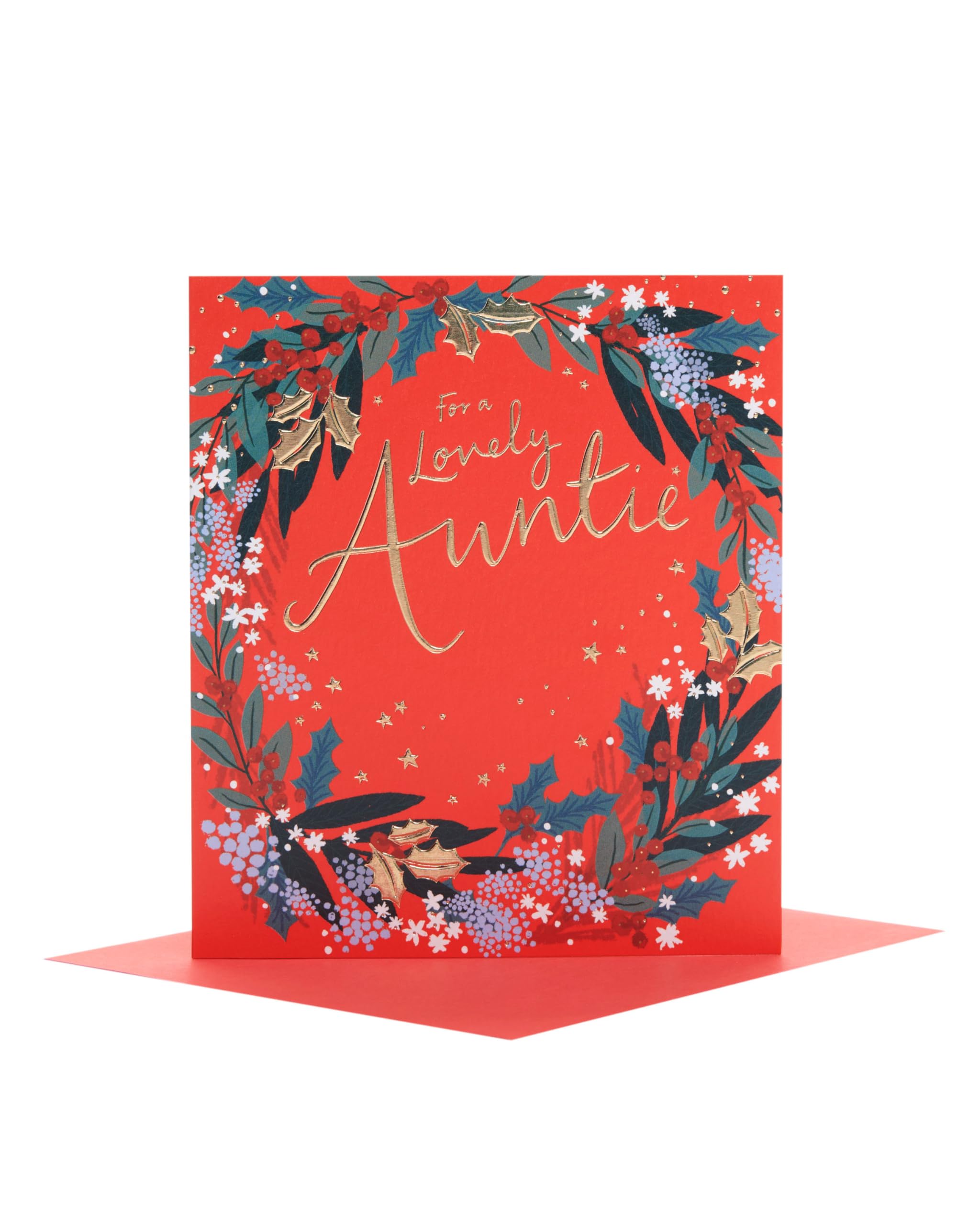 UK Greetings Christmas Card for Auntie - Wreath Design