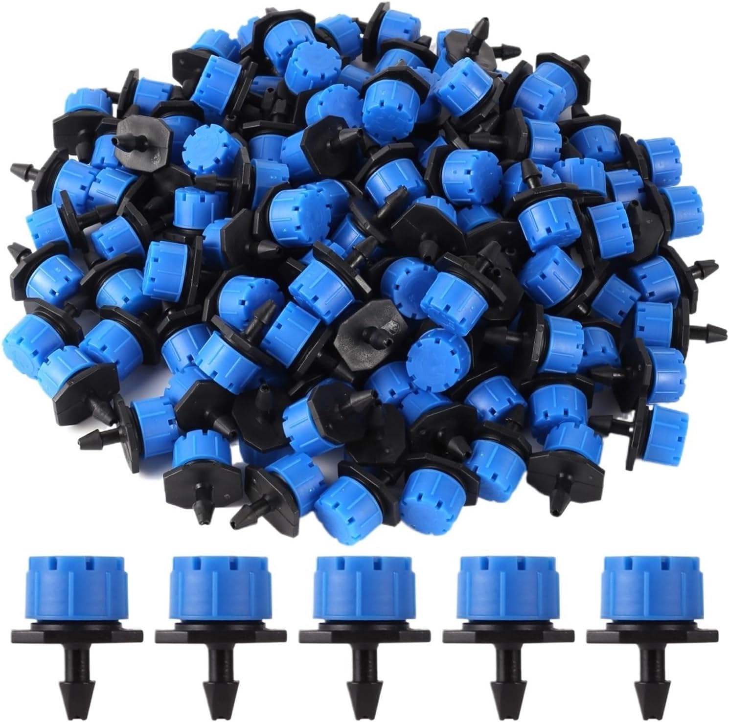 Drip Irrigation Emitters 400Pcs Adjustable 4/7mm Micro Nozzles 8 Hole Dripper Emitter Watering Sprinkler Anti-Clogging(Blue)