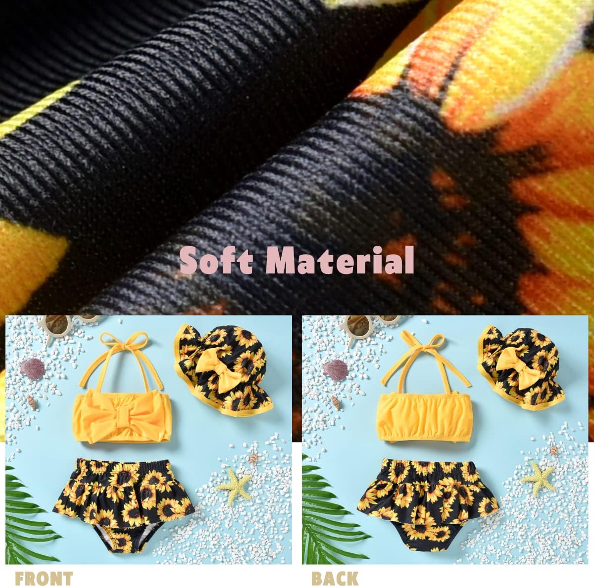 Aalizzwell Baby Girl 2-Piece Bikini Swimsuit with Hat - Image 4