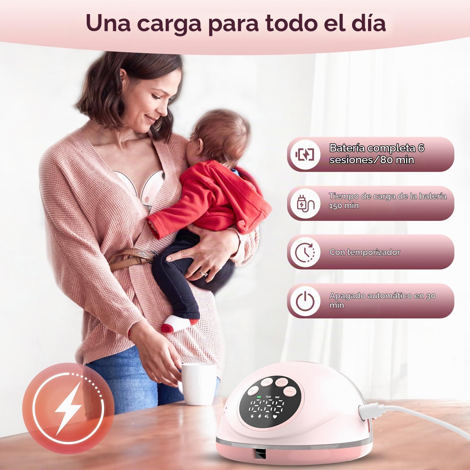 Paquete de 2 extractores de leche manos libres, extractores de leche portátiles con 4 modos de 12 niveles, extractor de leche portátil para trabajo, viajes, noche con brida de doble ajuste a prueba de