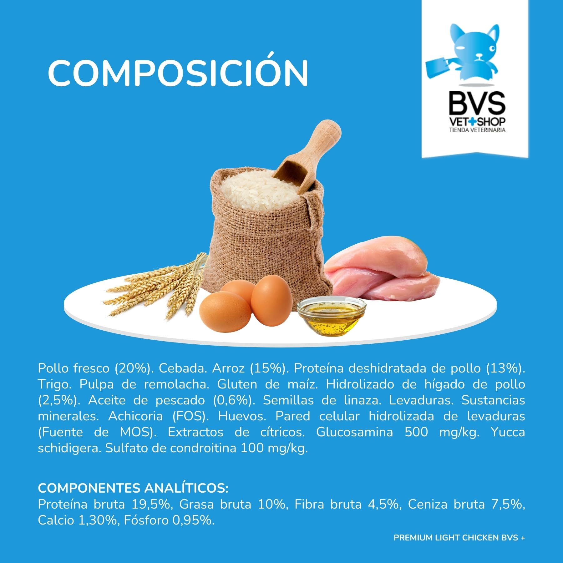 BVS Vet Shop | Premium Light Chicken para Perros | Sabroso alimento Completo para controlar el Peso y Proteger Las articulaciones en Perros Adultos | 15Kg