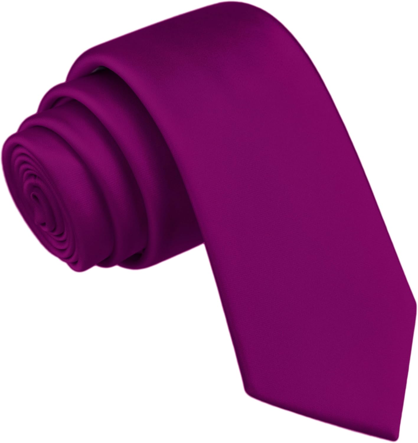 Branduce 2.4"(6cm) Mens Solid Skinny Satin Tie Pure Color Slim Necktie for Business and Wedding