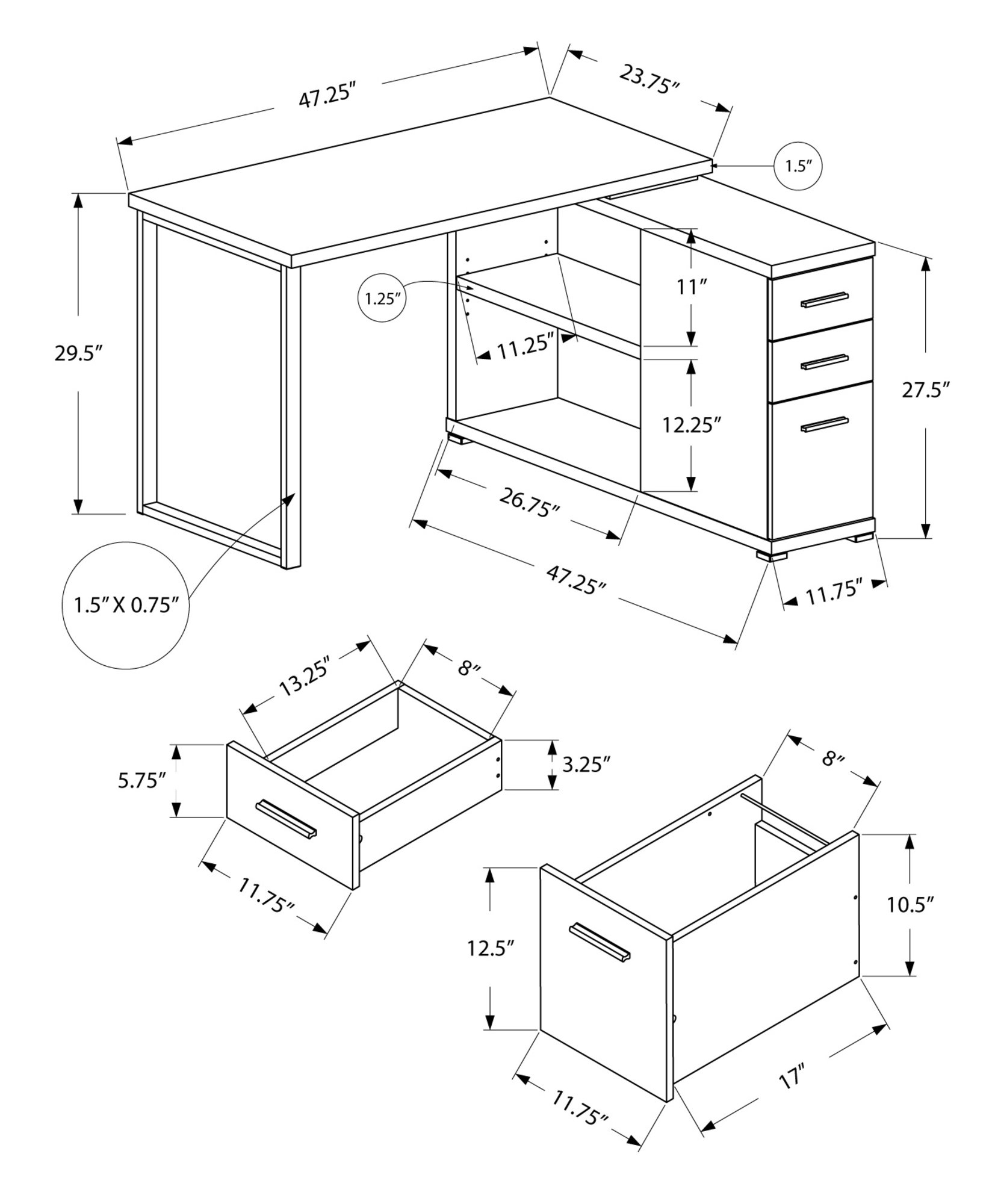 Monarch Specialties I 7134 Computer Desk, Home Office, Corner