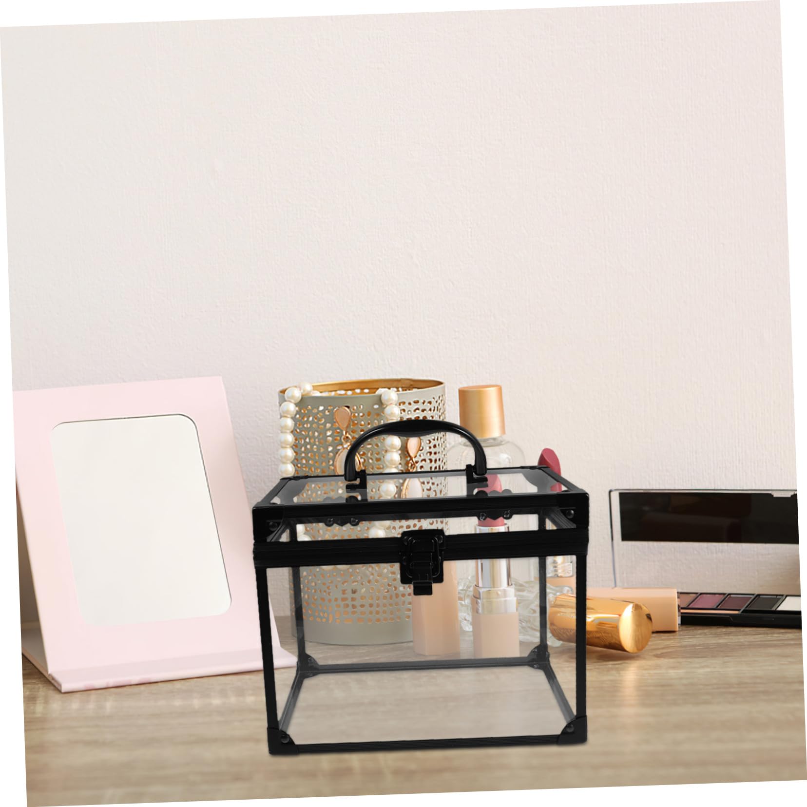 Healeved Reise-Make-up-Koffer Mit Abschließbarem Schmuck-Organizer Transparenter Aufbewahrungsbox Für Make-up Und Schmuck Praktisch Für Unterwegs Schminktisch-aufbewahrung Durchsichtige