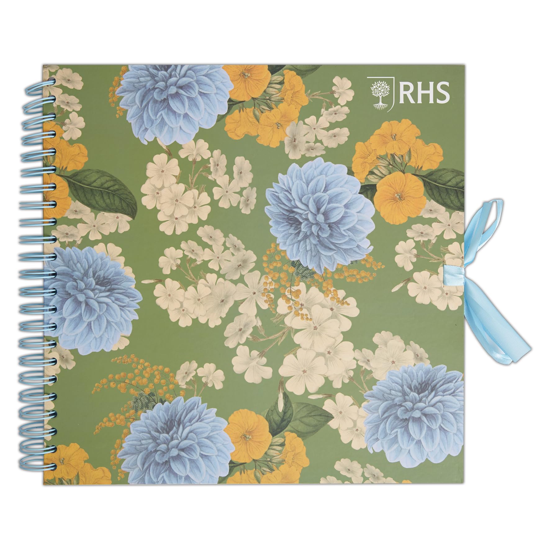 Rhs Multicoloured The Royal Horticultural Society Wiro Bound Hardback Scrapbook, 40 Pages, White Paper, Edwards, 12" X 12", With Coordinating Ribbon Closure And Wire Colours