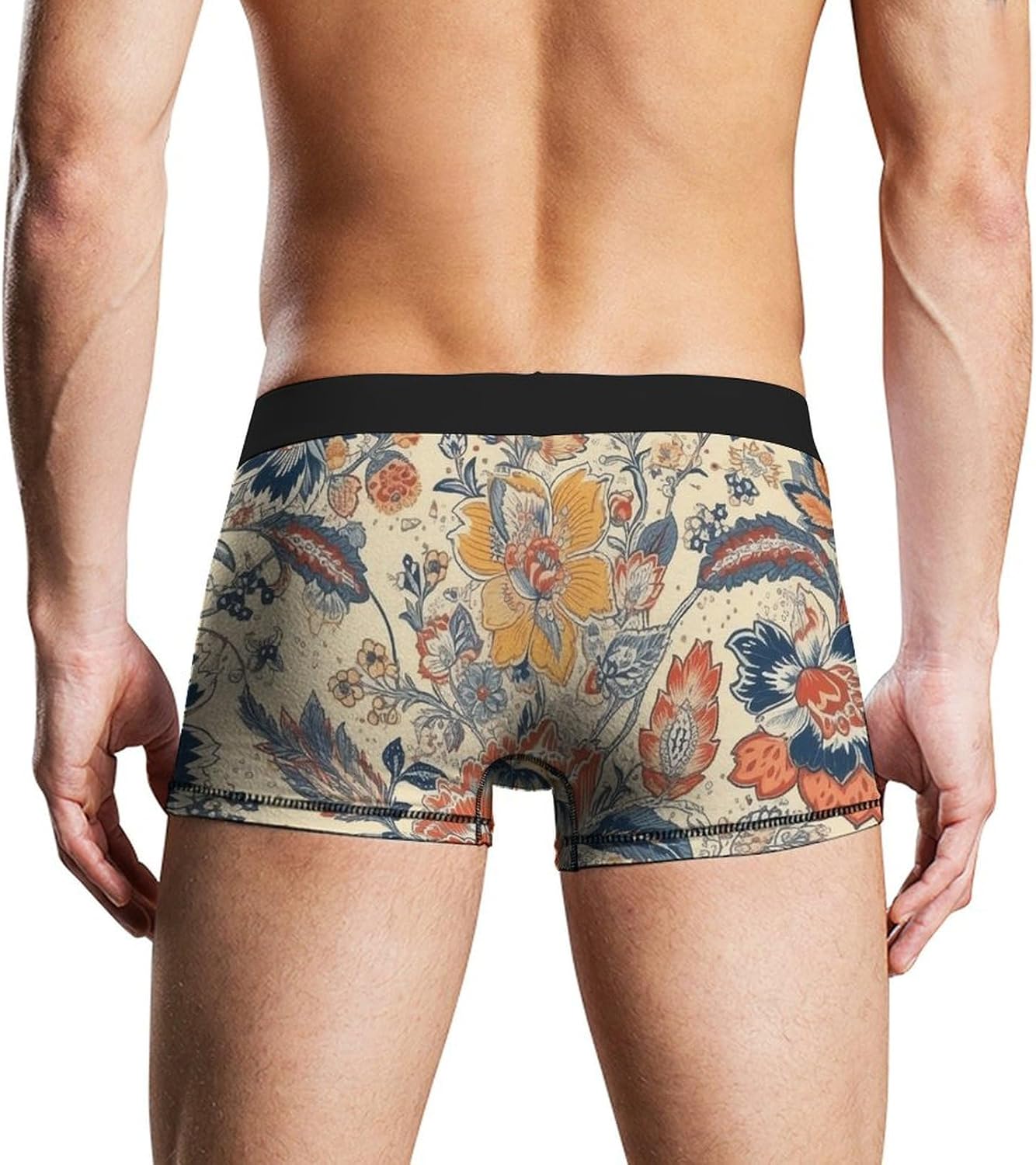 French Country Style Mens Boxer Briefs Short Breathable Underwear Trunks Soft Moisture-Wicking Boxer Shorts Novelty Underpants XL White