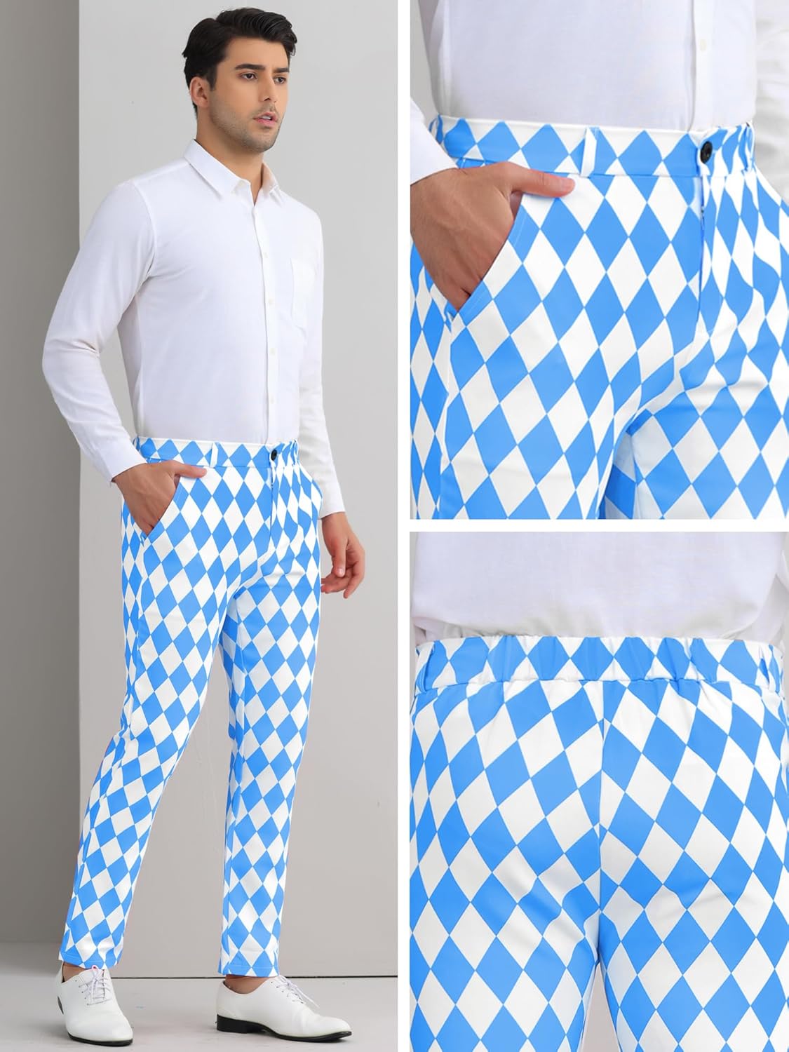 Lars Amadeus Printed Dress Pants for Men's Regular Fit Flat Front Business Suit Trousers - Image 5