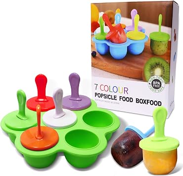 Silicone Popsicle Molds 7-cavity DIY Ice Pop Mold with Colorful Sticks For egg biting ice cream molds storage containers non stick cake molds Green