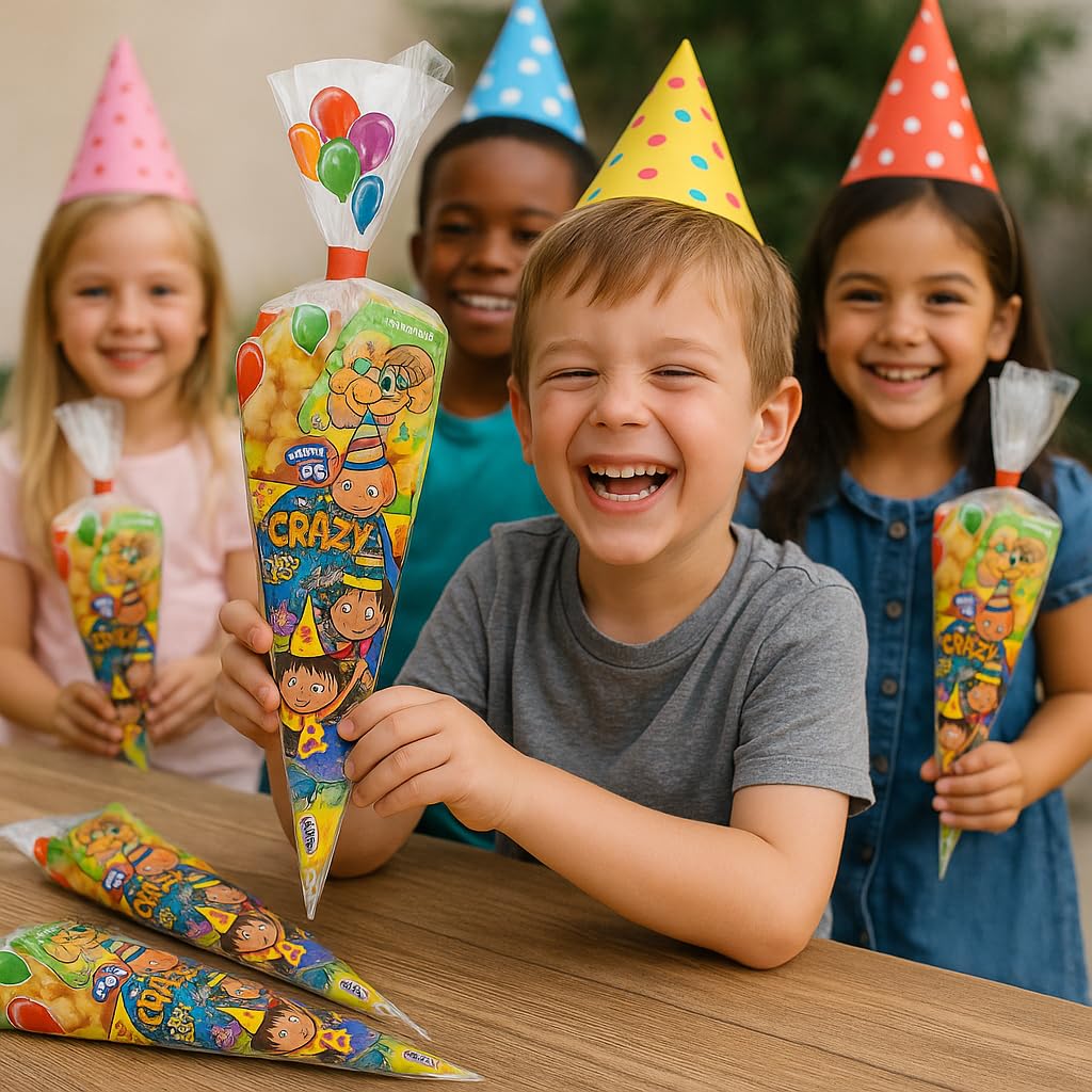 Pack 30 Conos Chuches Cumpleaños | Cucuruchos Chuches Rellenos | Bolsas Gominolas Preparadas para Fiestas Infantiles, Piñatas y Eventos.