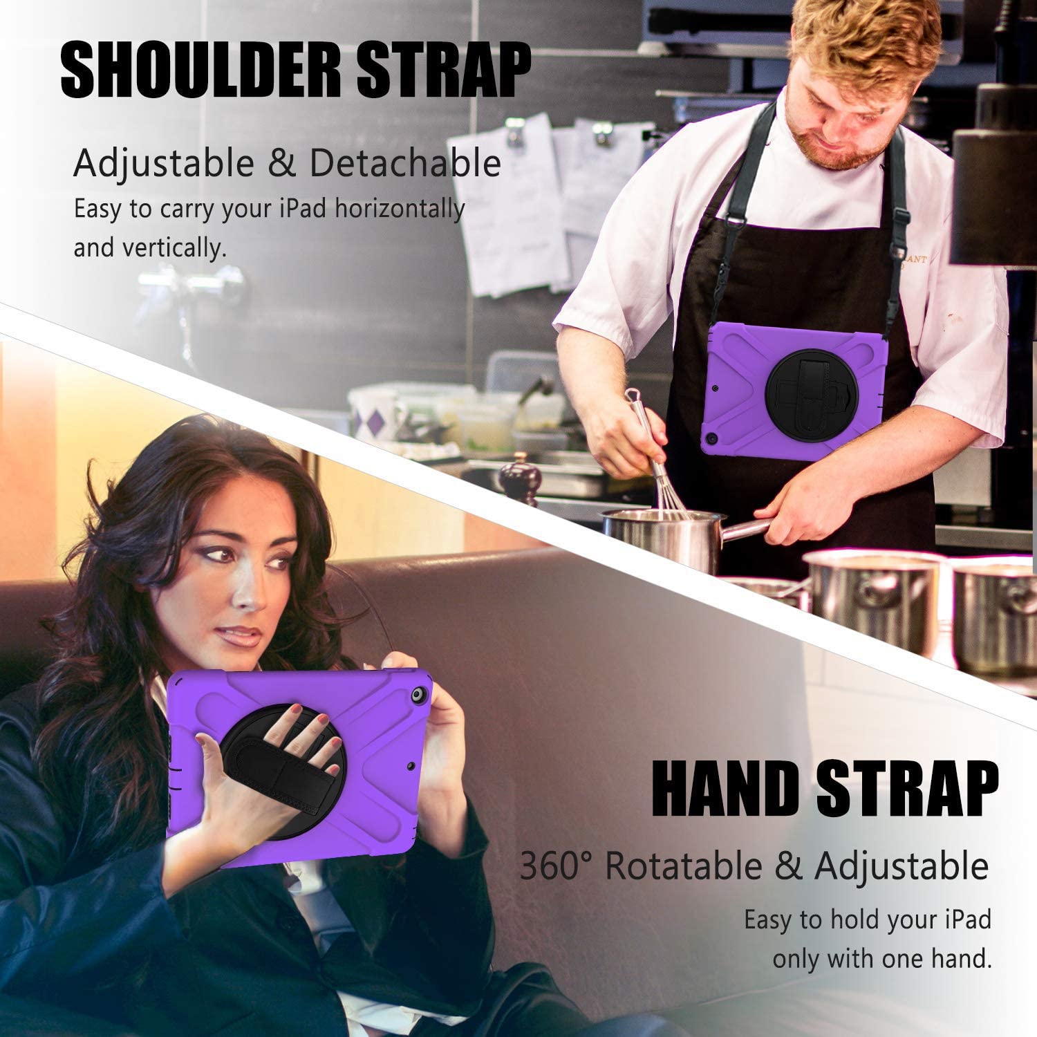 TSQ Military Grade Protective Case For IPad 9th/8th/7th Gen 10.2" With Screen Protector & Adjustable Strap - Heavy Duty Kids Proof Cover