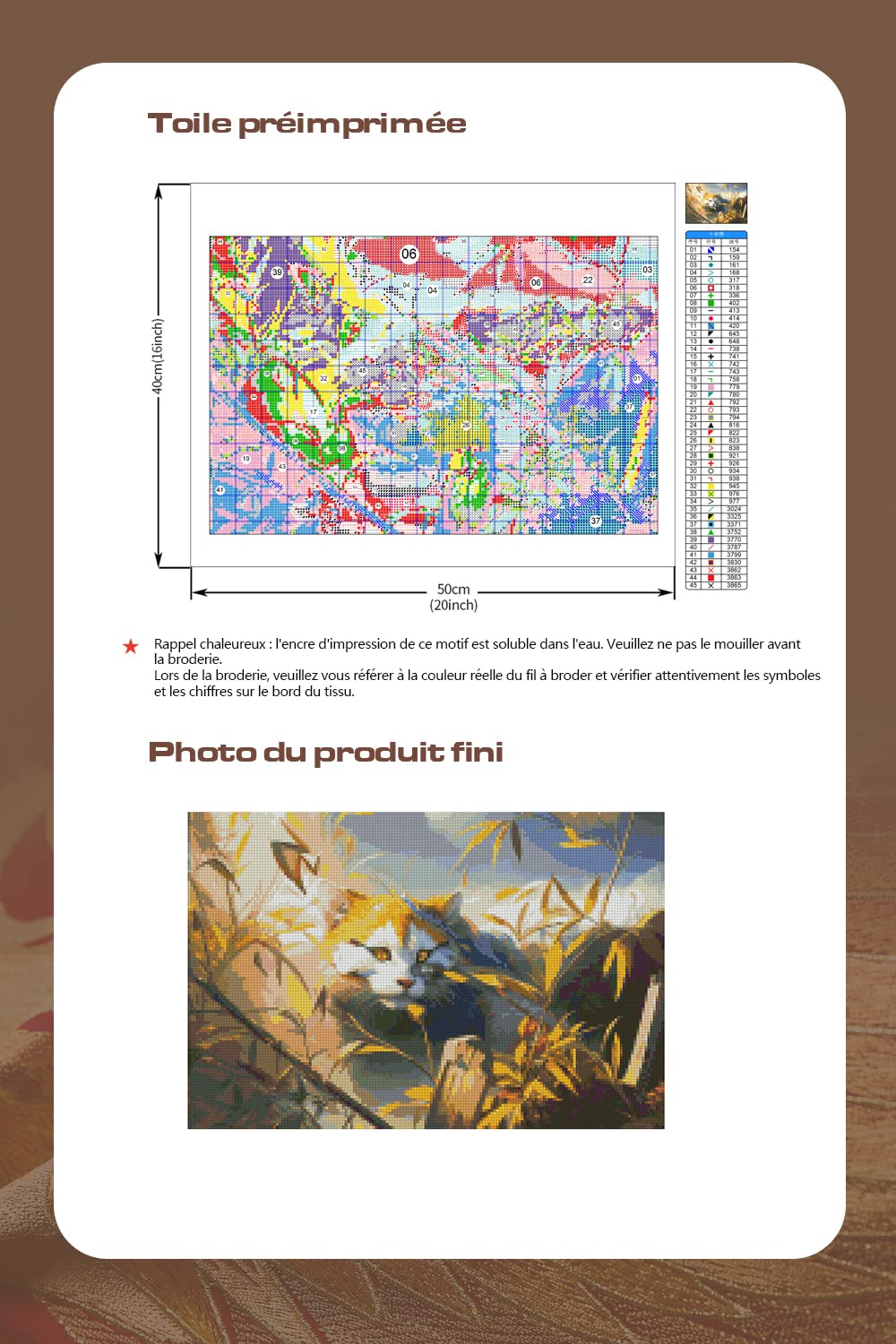 Kit Broderie Point De Croix – Paysage Montagnes Enneigées – Tissu 11CT 40x50 Cm – Imprimé Lavable – Pour Adultes & Débutants