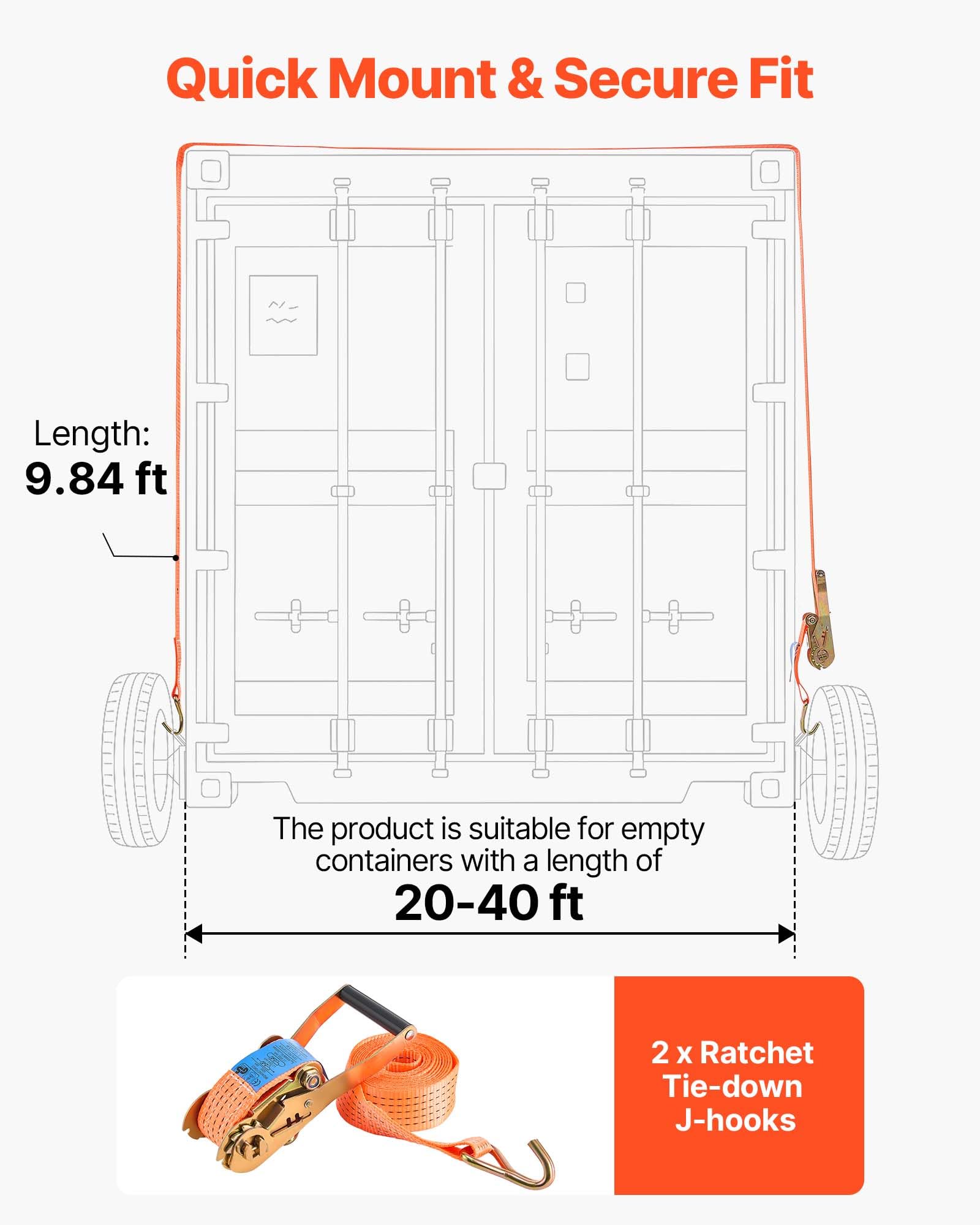 VEVOR Ruote per Container, Kit di Ruote a 8 Fori, per Container Marittimi per Carichi Pesanti con Sistema di Cricchetto, per Spostamenti da 6 m a 12 m, Trasporto Sicuro per Banchine, Nero