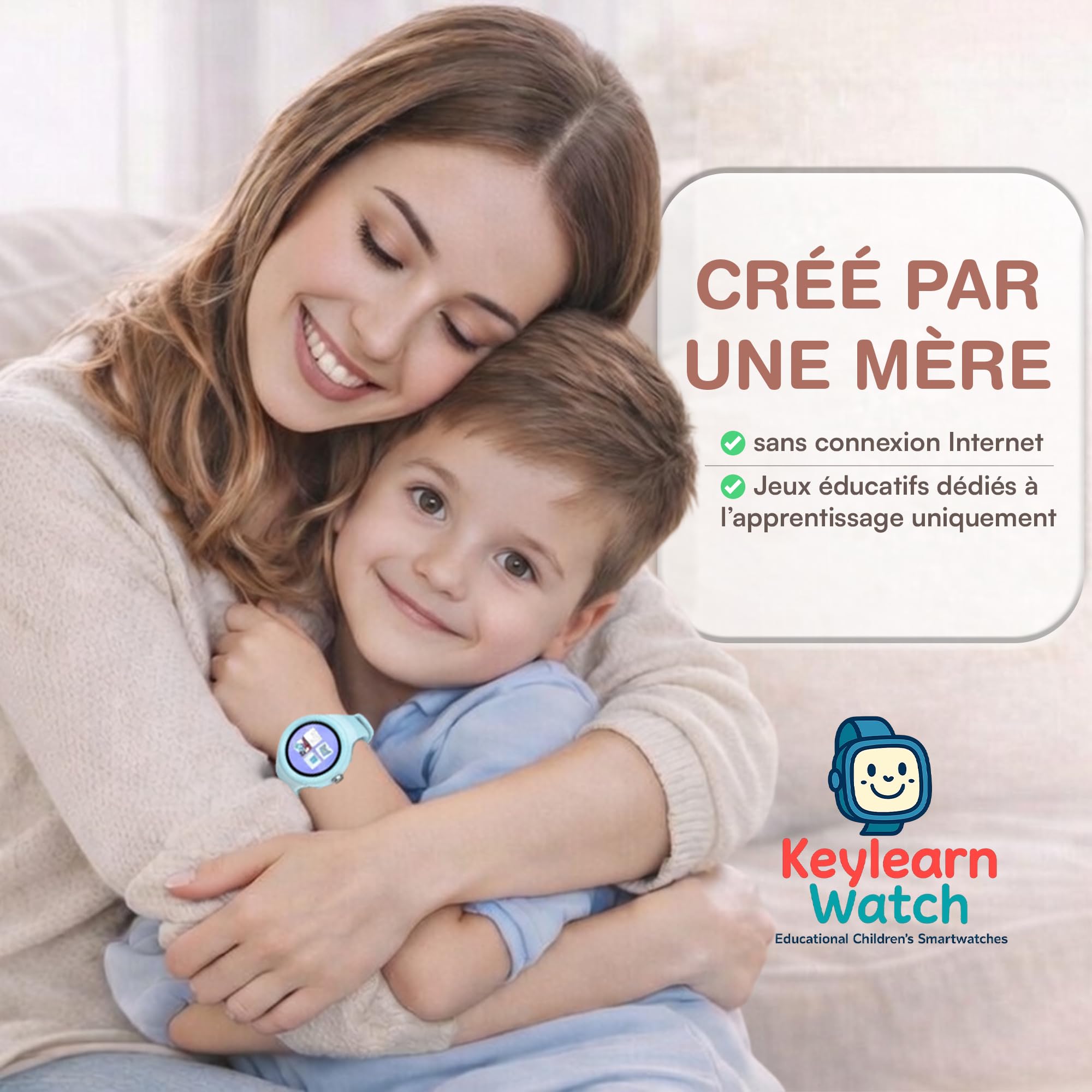 Montre Enfant Fille ou Garcon, Montre educative, Montre Parlante – Apprendre l’Heure Facilement – Jeux éducatifs – Alarmes routines – Keylearn Watch