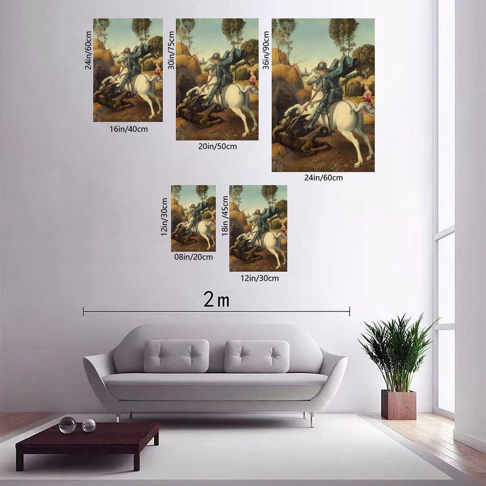 WCYB Raffaello Sanzio Poster, Motiv: Heiliger Georg und der Drache von Raffaello Sanzio, Kunstdruck, Rahmen, 40,6 x 61 cm (L x B)