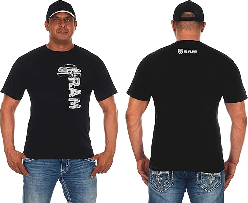 JH Design Dodge Ram Logo Camiseta de manga corta para hombre, color negro