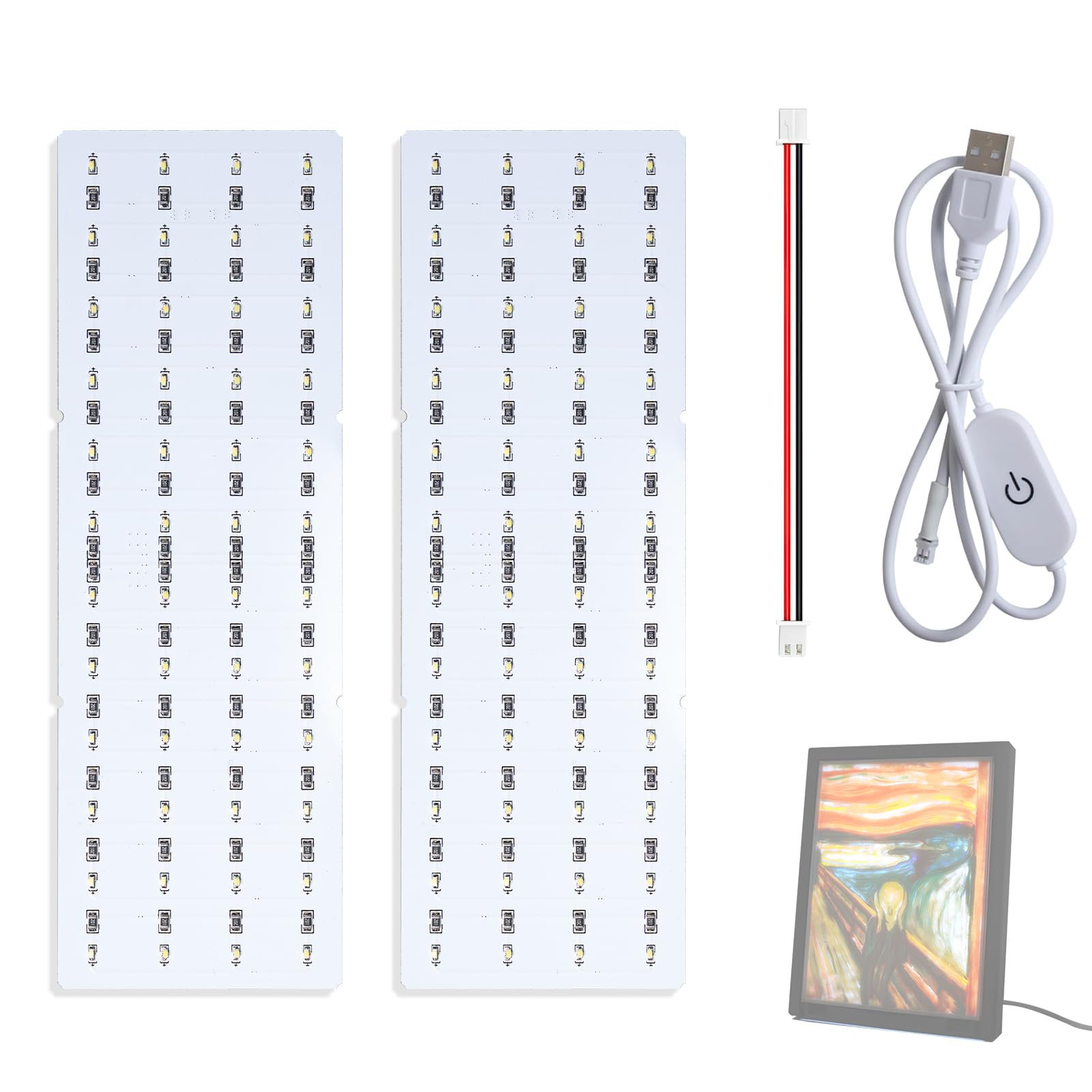 2PCS CMYK Lithophane LED Backlight Board Kit Compatible with Bambulab A1/A1 mini/P2S/X1C/H2D 3D Printers,PCB Light Replacement Kit with USB Power Cable and Connection Cable for 3D Printed Photo Model-picture-32