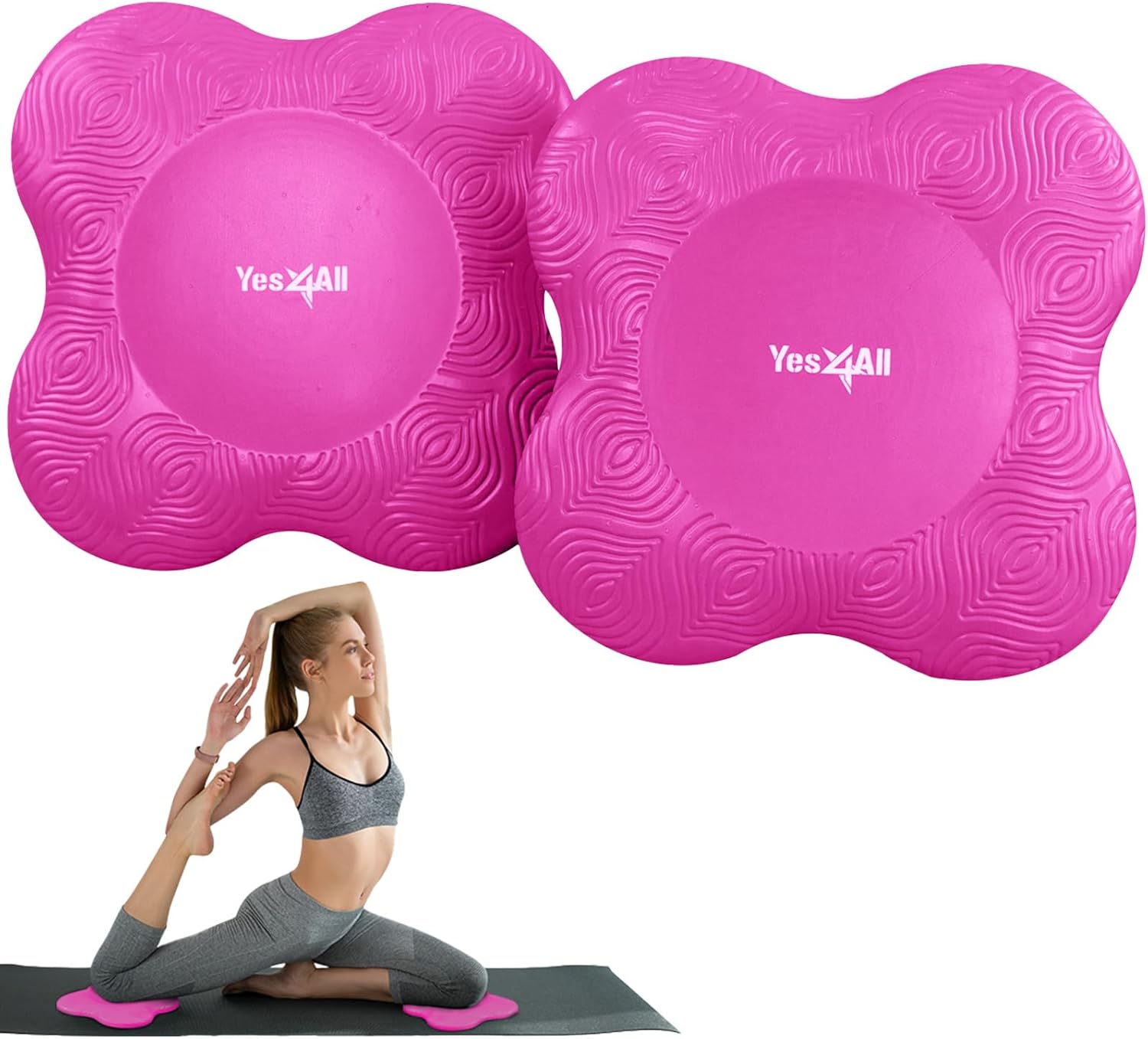Yes4All 2PCS Yoga Knee Pads Extra Thick, Yoga Kneeling Pad for Pilates Exercise, 13/16 Inches Cushion Knees Elbow Mat Supplies for Women Men Fitness Travel