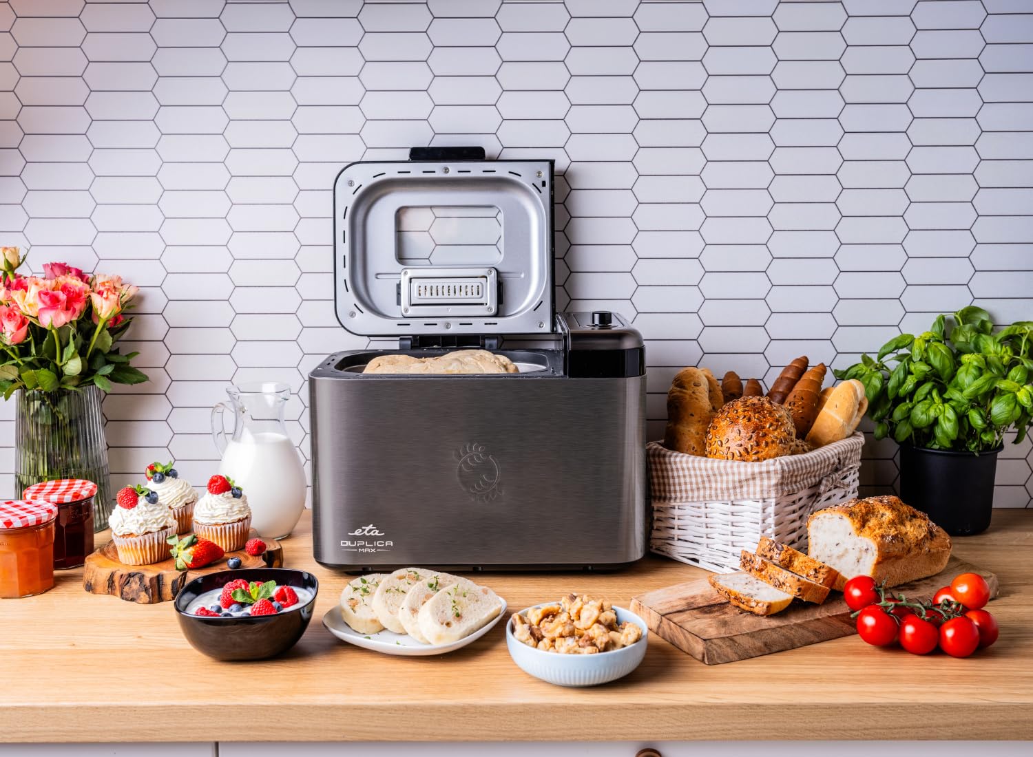 ETA Panificadora Duplica II I 850 W I 24 programas sin gluten, incluye capacidad máxima de 1,5 kg, moldes para panecillos, panaderos y magdalenas, panel de control táctil de dos pantallas I Keep Warm