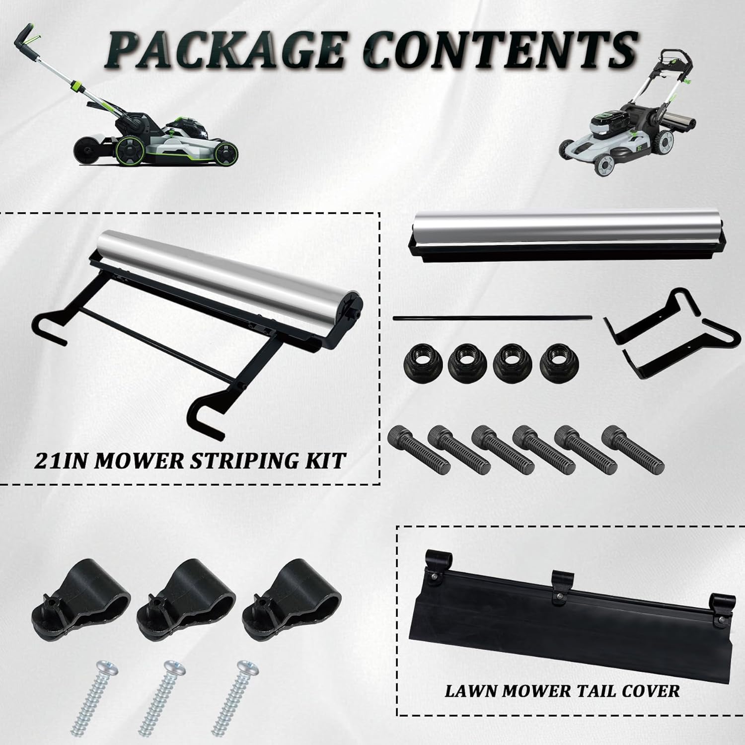 Lawn Mower Lawn Striping Kit, AR2100 21-inch Lawn Mower Stripping Kit, Helps Your Lawn Look More Beautiful,Stainless Steel, Compatible with EGO 21inch Walk Behind Mowers