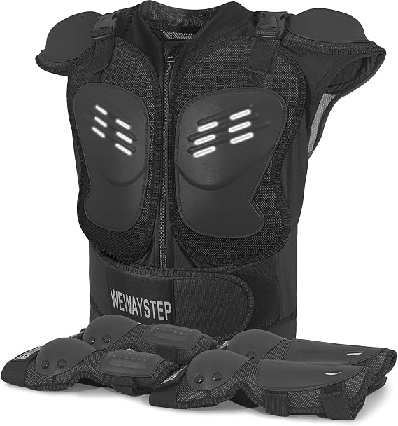 Kids Motorcycle Armor Gear Body Armor Vest Suit Chest Back Spine Protector Motocross Dirt Bike Protective Gear with Elbow Knee Protector Pads for MTV ATV Cycling Skateboard Off-Road Racing Skiing