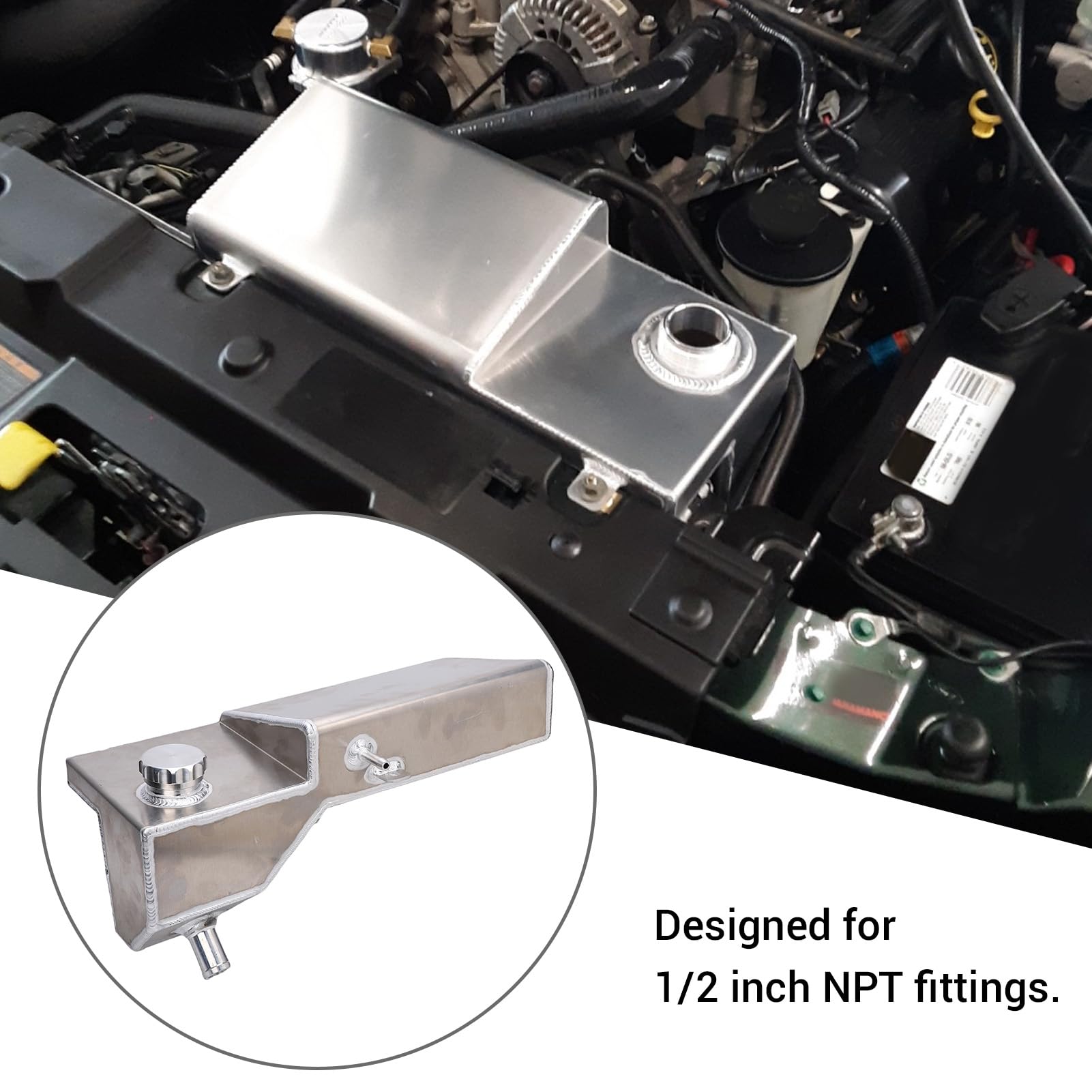 Aluminiowy Zbiornik Przelewowy Płynu Chłodzącego Zbiornik Wyrównawczy Chłodnicy o Wysokiej Wytrzymałości do GT V8 Silver