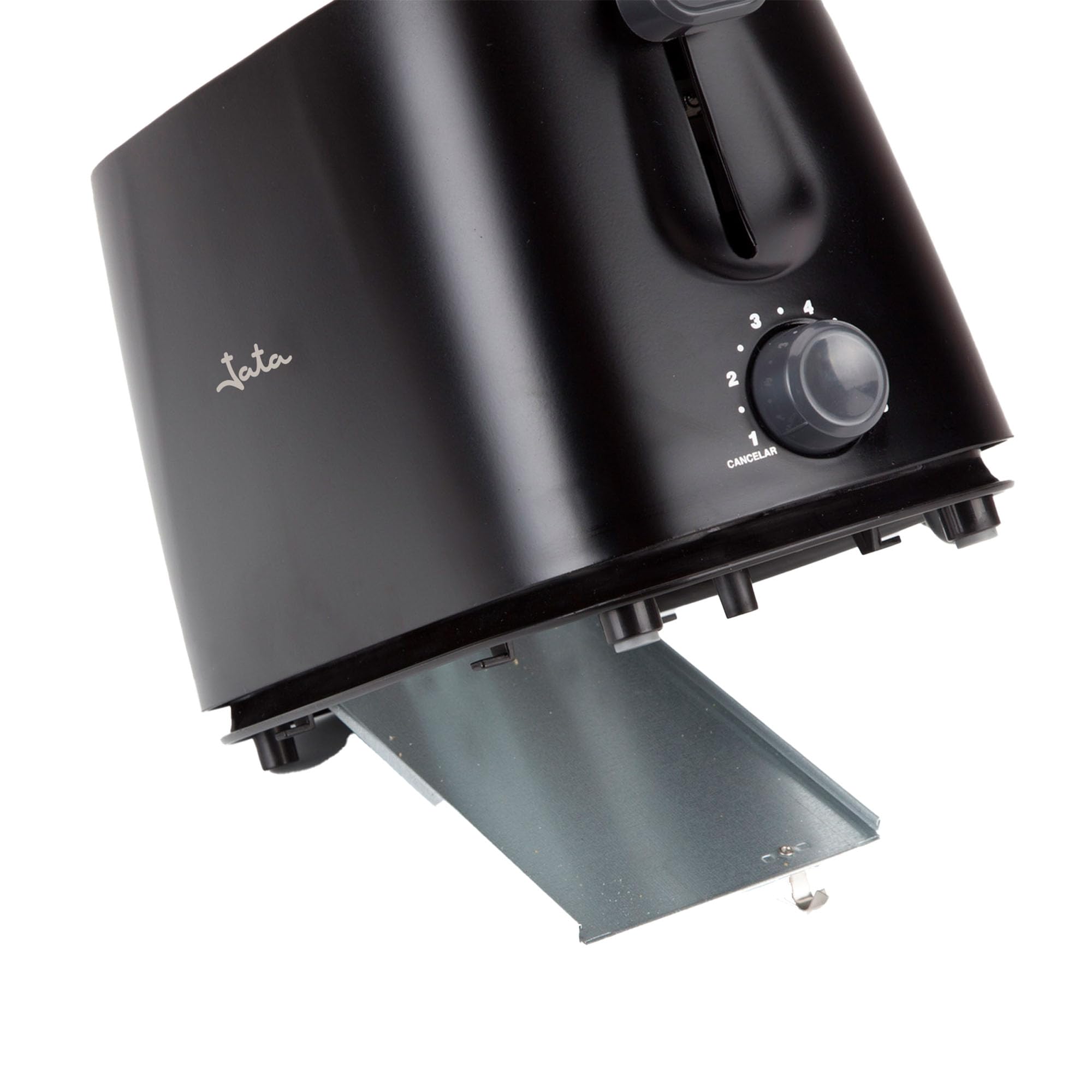 Jata TT631 Tostapane nero con cappuccio protettivo e due fessure extra larghe, con interruttore elettronico roast, 6 posizioni, corpo freddo, raccoglibriciole, nero