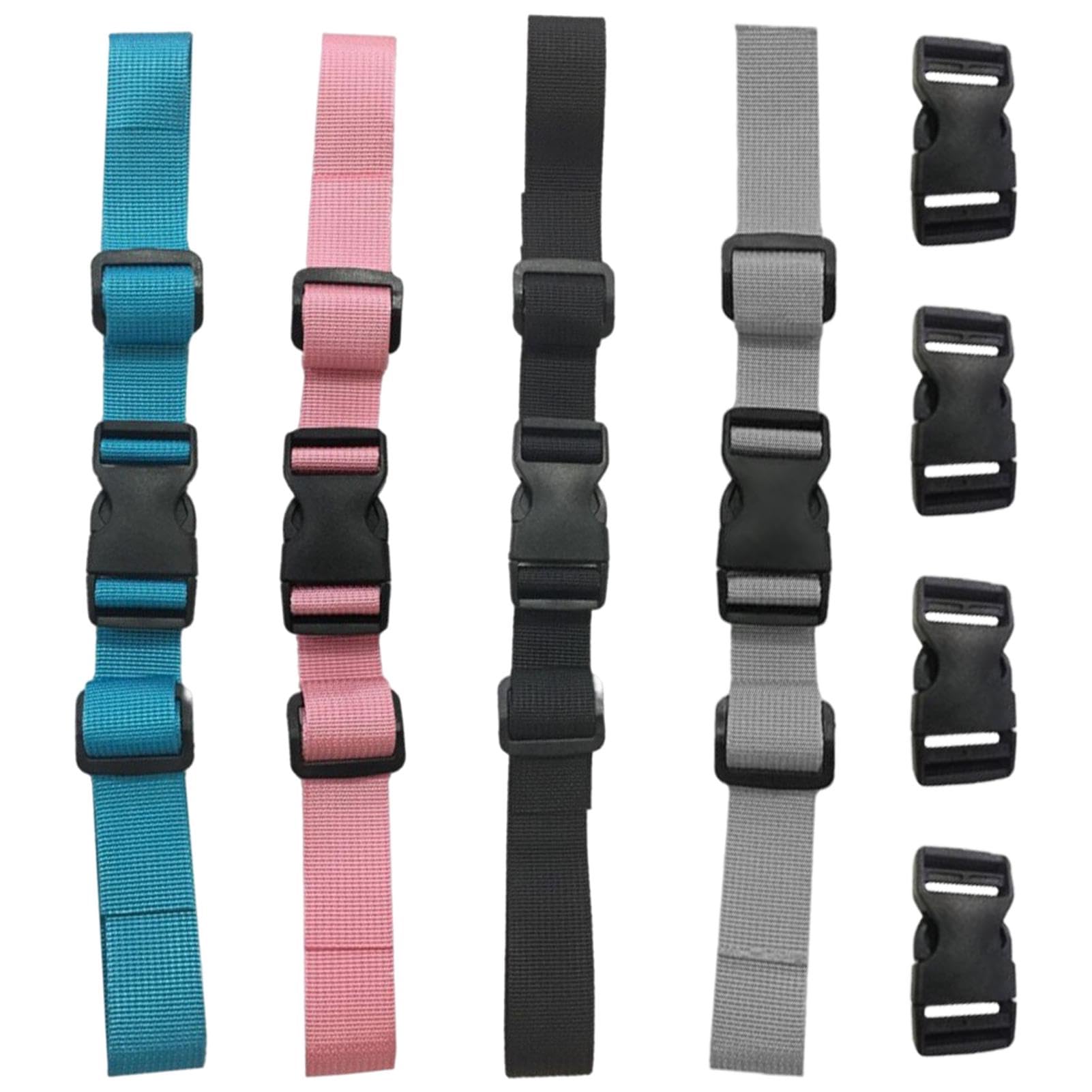 AUTUUCKEE 4 Pcs Backpack Non-Slip Chest Strap, 4 Colors Adjustable Chest Strap Backpack Strap, 12.6x0.79inch Heavy Duty Chest Strap with Buckle for Hiking, Jogging, Climbing(4 Spare Buckles Included)