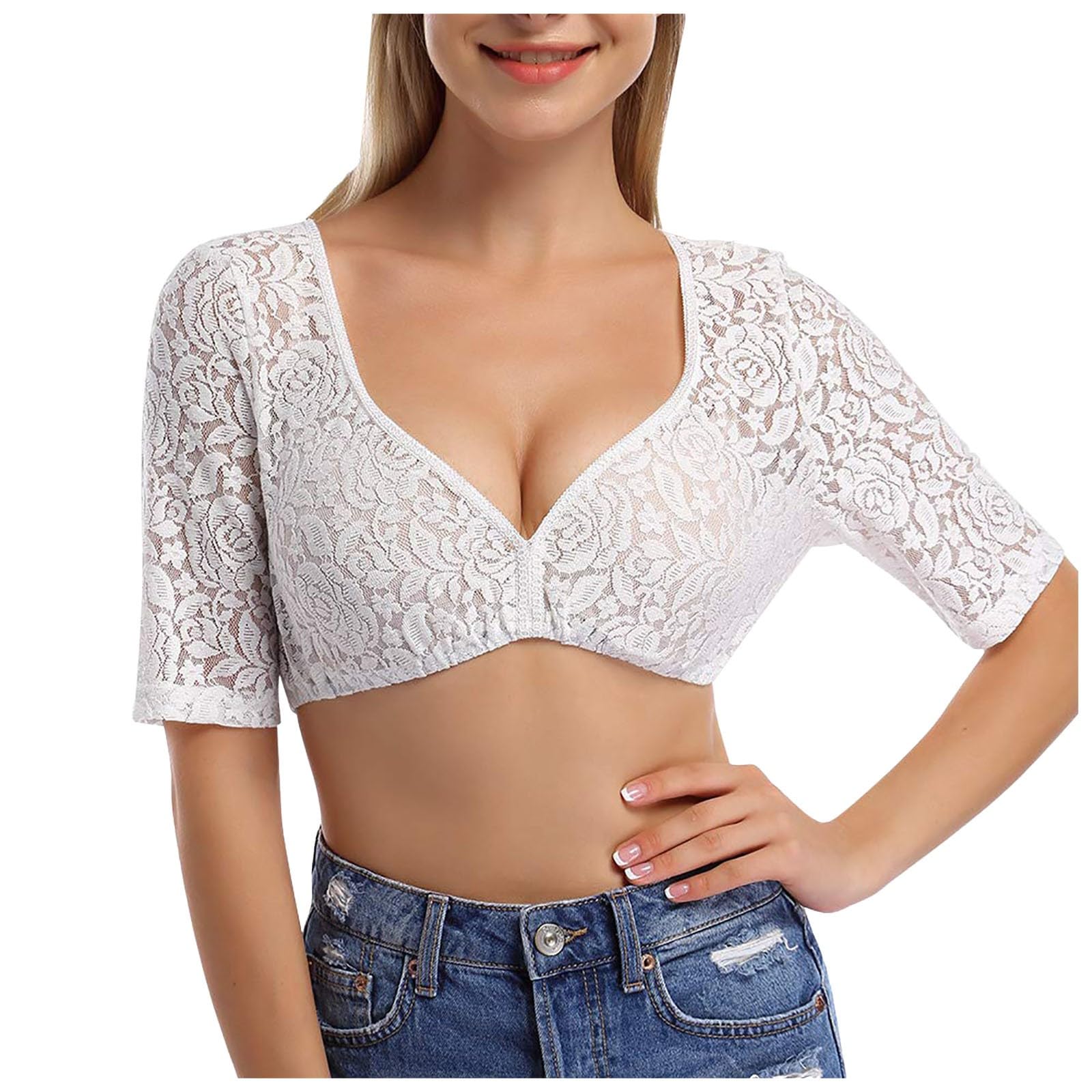 Generisch Dirndlblusen Für Damen Trachtenbluse Damen Dirndl Bluse Damen Transparent Mit Dirndl Bluse Spitze Bayerischem Trachtenmieder Schlicht Spitze Oberteile Blusen Für Oktoberfest Und Festnächte