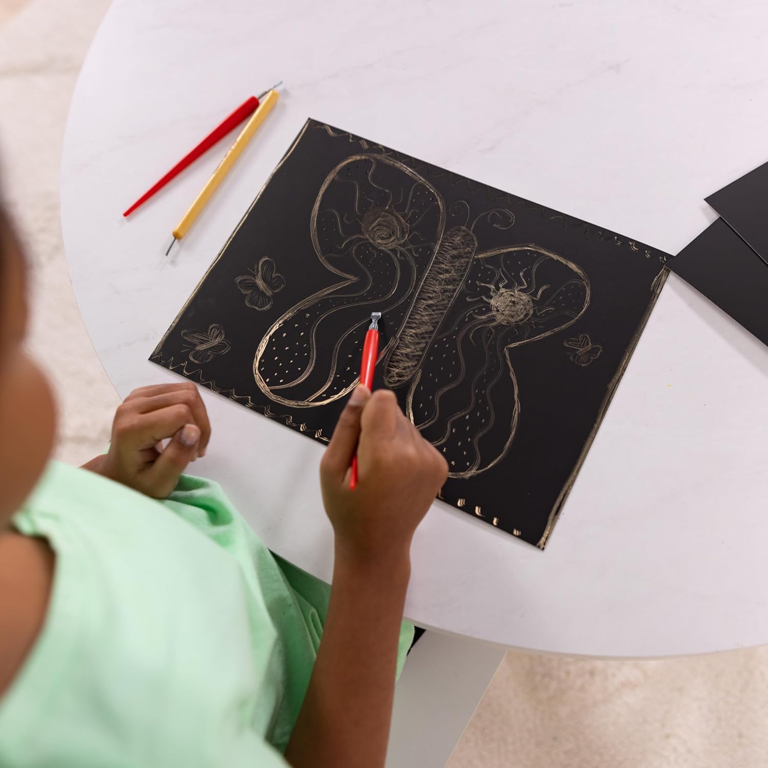 Melissa & Doug Scratch Art Scratchboard - 50-Pack, Shimmering Gold on Black Background