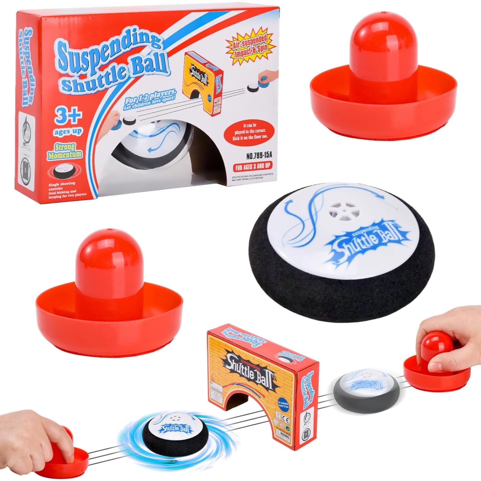 YFCJYBF Tragbarer Air Hockey Hover Puck mit 2 roten Lufthockey-Pucks, Hockeyspielzeug für Innen und Außen, simuliertes Hockeyspiel für Kinder und Erwachsene