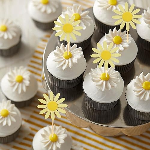 Miniatura 10 de Decoración de pastel de feliz cumpleaños, decoración de pastel de flores rosadas, suministros de fiesta de cumpleaños de crisantemo de verano,