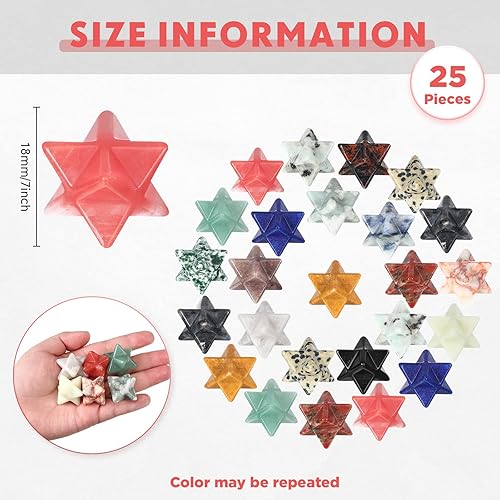 Miniatura 2 de Nuenen 25 piezas de piedras de cristal Merkaba Star Worry Stone a granel de 0.7 pulgadas y piedra curativa tallada Merkaba Star Piedras de chakra