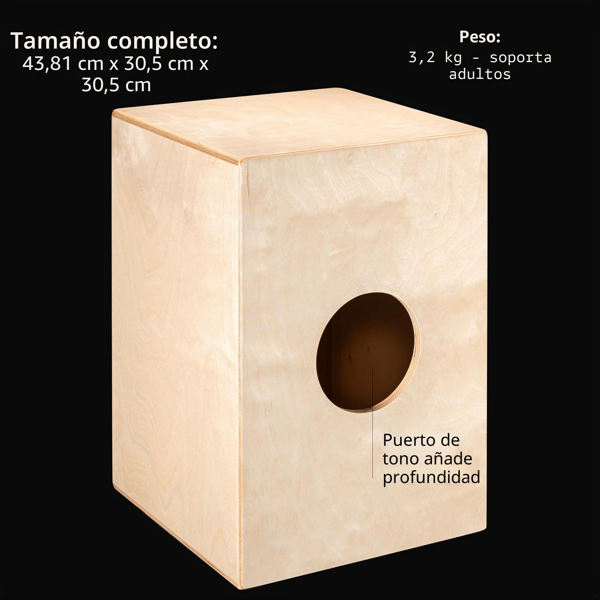 Meinl Percussion Headliner Cajon Instrument - Caja de tambor compacta con caja y sonido de graves - Abedul báltico de superficie de tocar (HCAJ100NT)