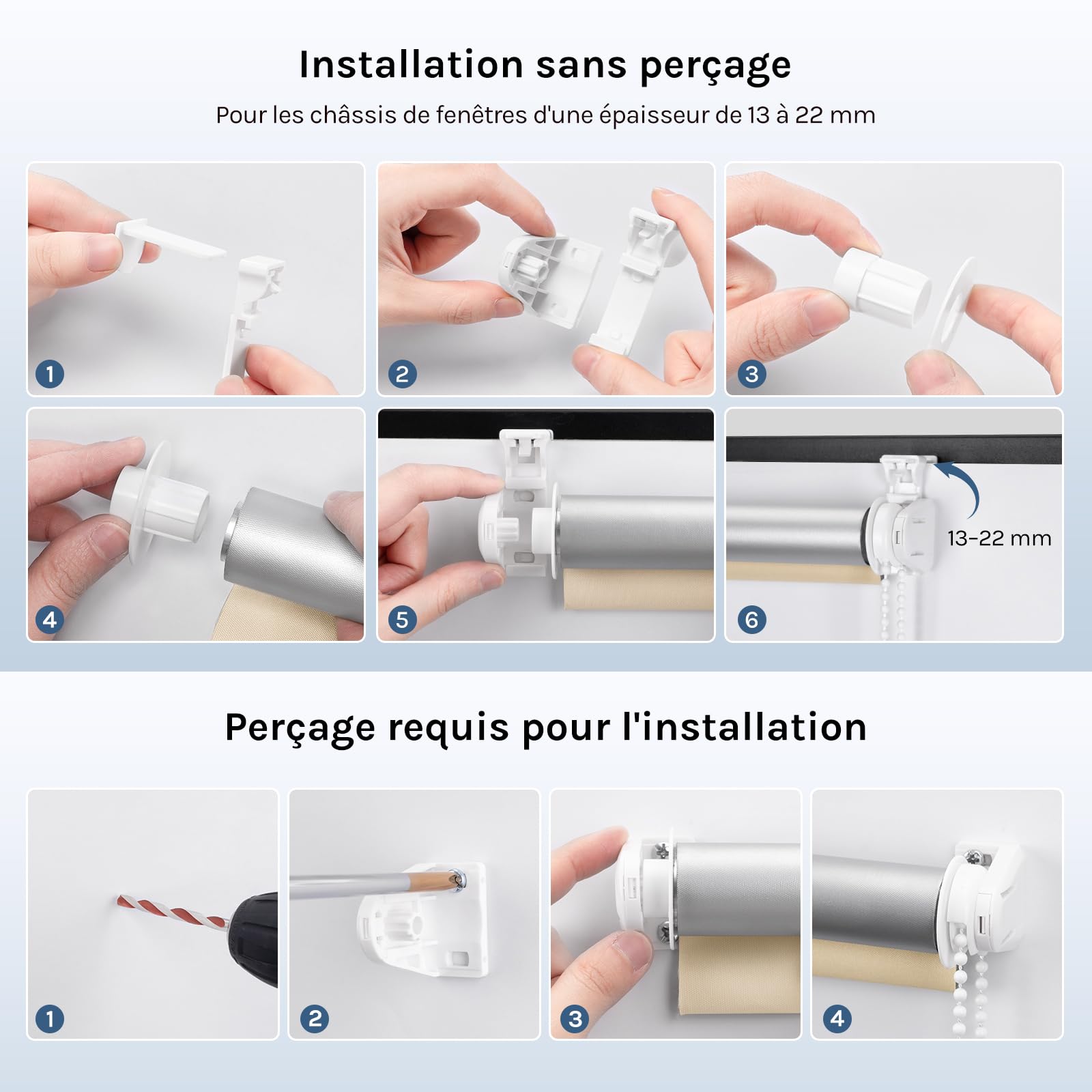 WOLTU Occultant Enrouleur sans Perçage, Rideau Opaque Revêtement Argent, Protection Soleil 70x210 cm Beige