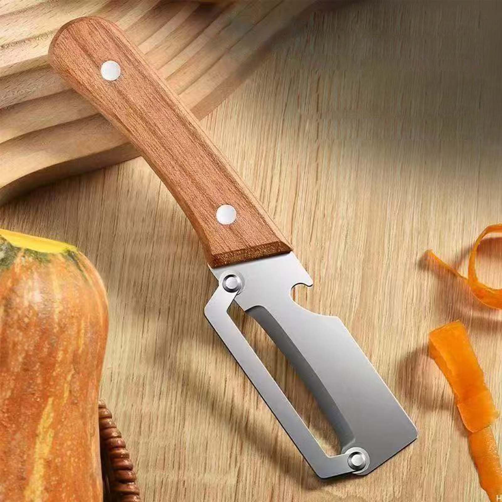 2PCS Premium Vegetable Peeler with Wooden Handle and Bottle Opener, Multi-Functional Vegetable Peeler, Stainless Steel Blade Kitchen Tool for Fruit — view 6