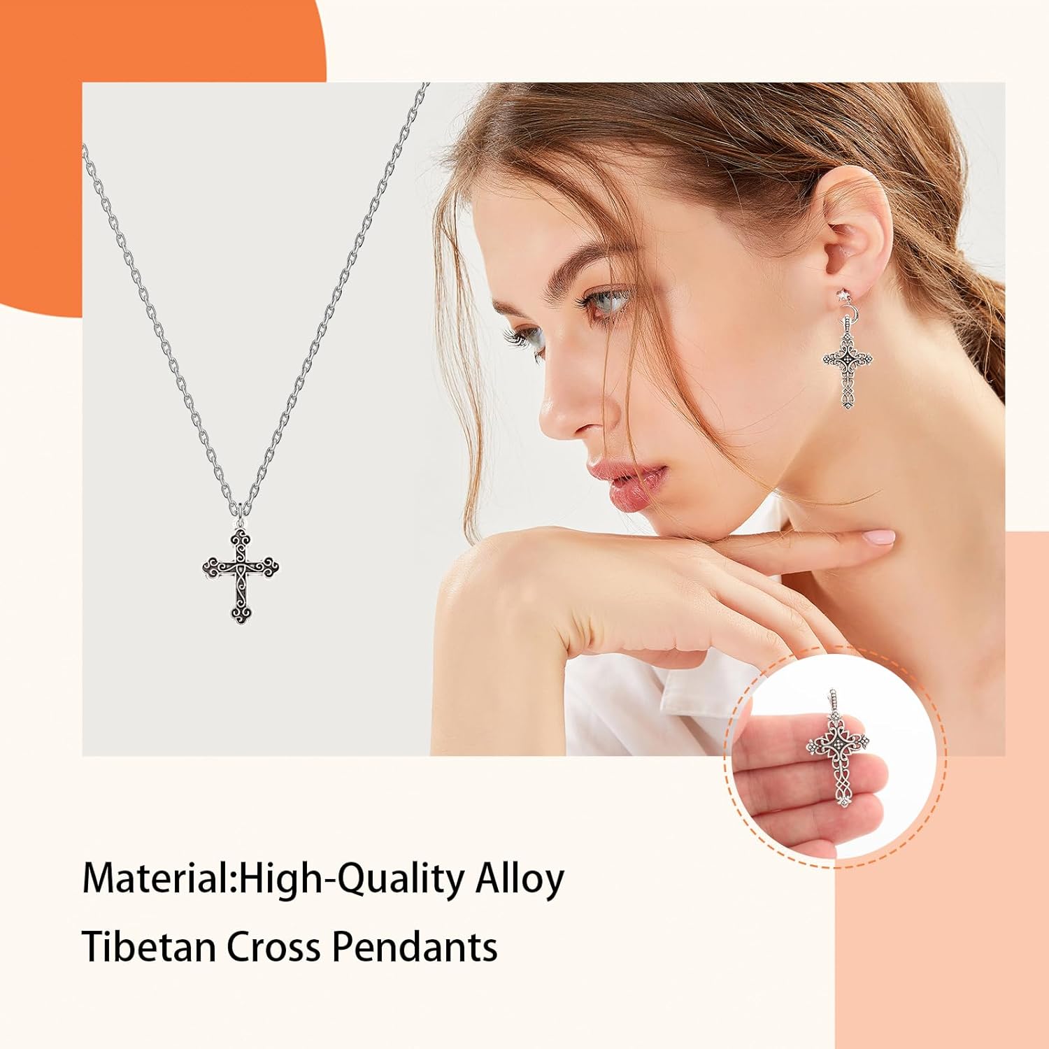 PineHaven 60 Pcs Cross Charms Alloy Crucifix Pendant Assortment, Antique Silver Christian Cross Pendants for Halloween DIY Necklace Bracelet Jewelry Making Finding - Image 3